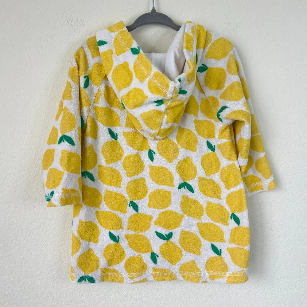 Hanna Andersson Yellow Lemon Print Hooded Kids Swim Coverup